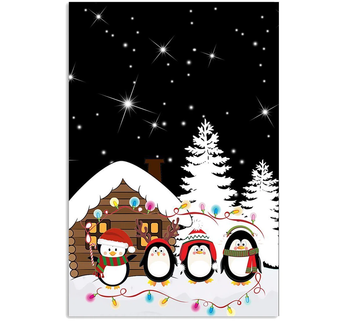 Poster, Canvas - Penguin Blanket Funny Penguin Lovers Vertical Print Framed Wall Art