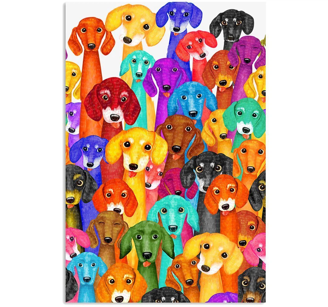 Poster, Canvas - Dachshund Valentine Day Custom Design Gifts Dog Lovers Vertical Print Framed Wall Art