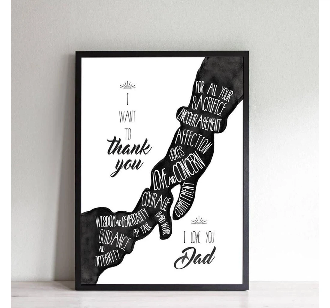 Poster, Canvas - Hand To Hand Pattern Happy Father's Day Print Framed Wall Art