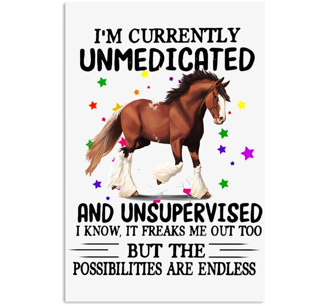 Poster, Canvas - If I'm Moddy Give Me Foody Horse Special Custom Design Vertical Print Framed Wall Art