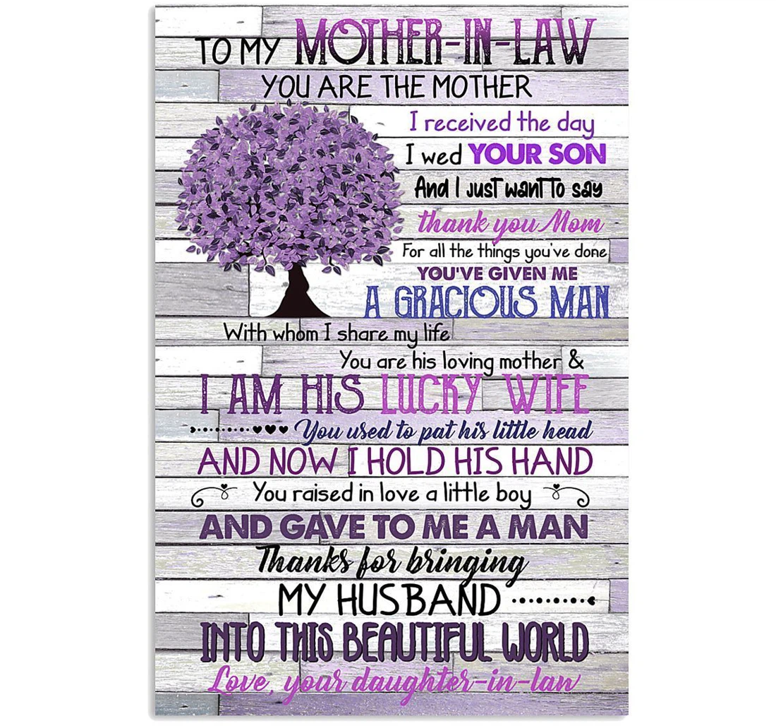 Poster, Canvas - T My Mother In Law You Are The Mother I Received The Day Gifts Vertical Print Framed Wall Art