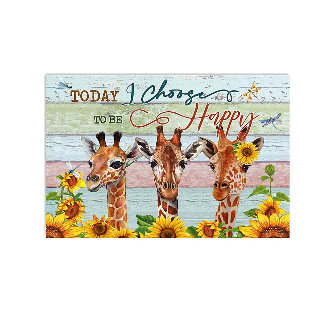Poster, Canvas - Today T Choose To Be Happy Giraffe Birthday Your Friends Print Framed Wall Art