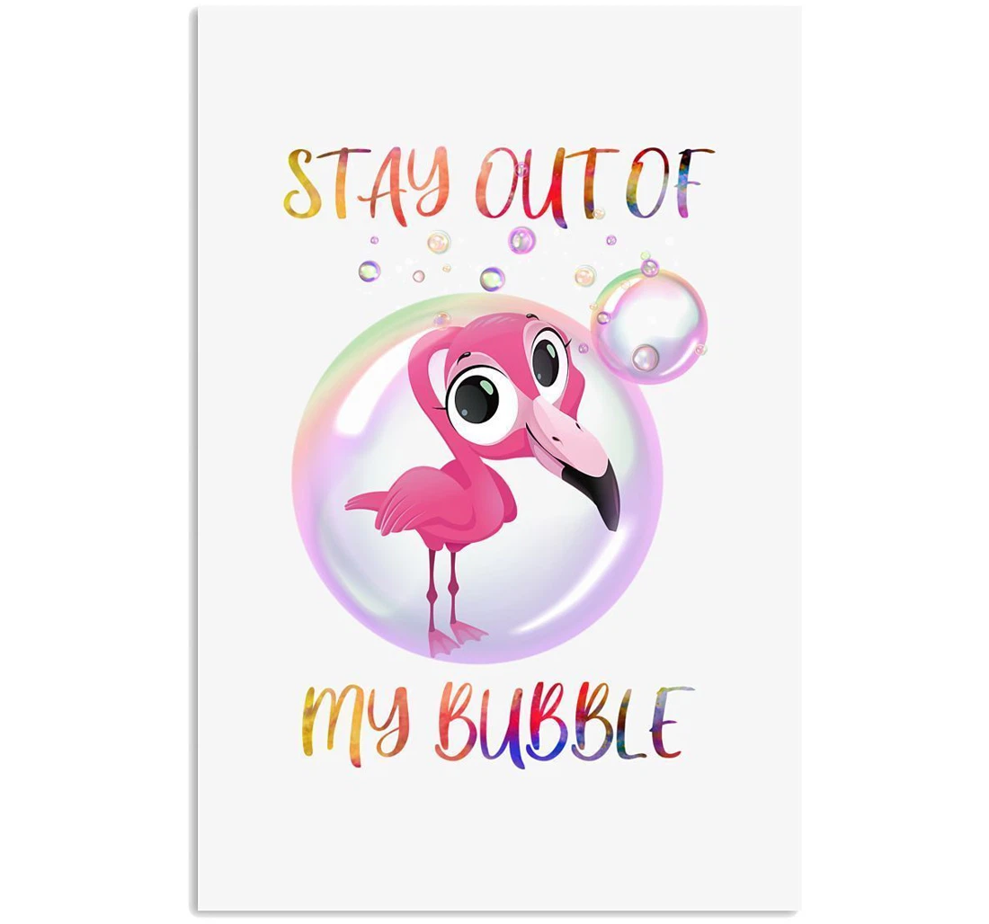 Poster, Canvas - Vintage Funny Stay Out Of My Bubble Flamingo Birthday Vertical Print Framed Wall Art