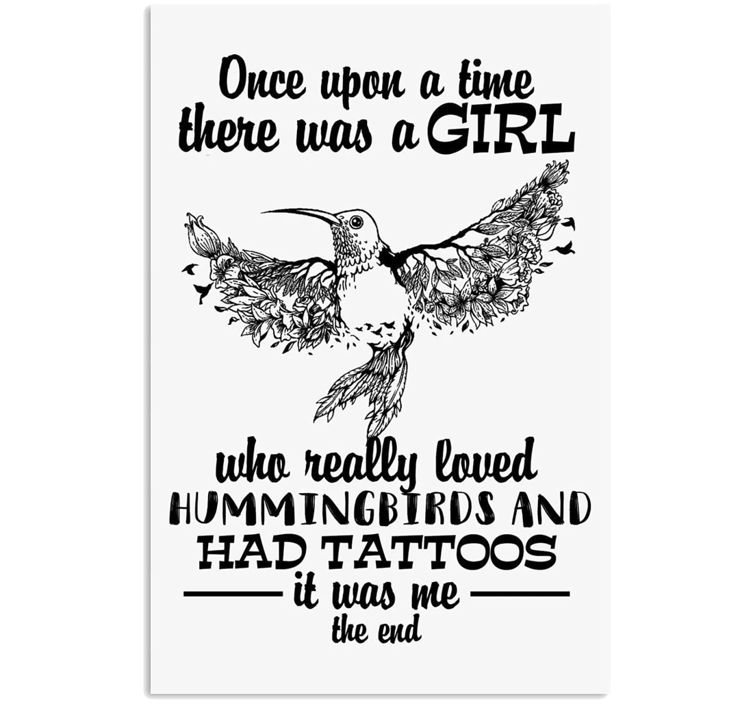 Poster, Canvas - A Girl Who Really Loved Hummingbirds And Has Tattoos Trending Vertical Print Framed Wall Art