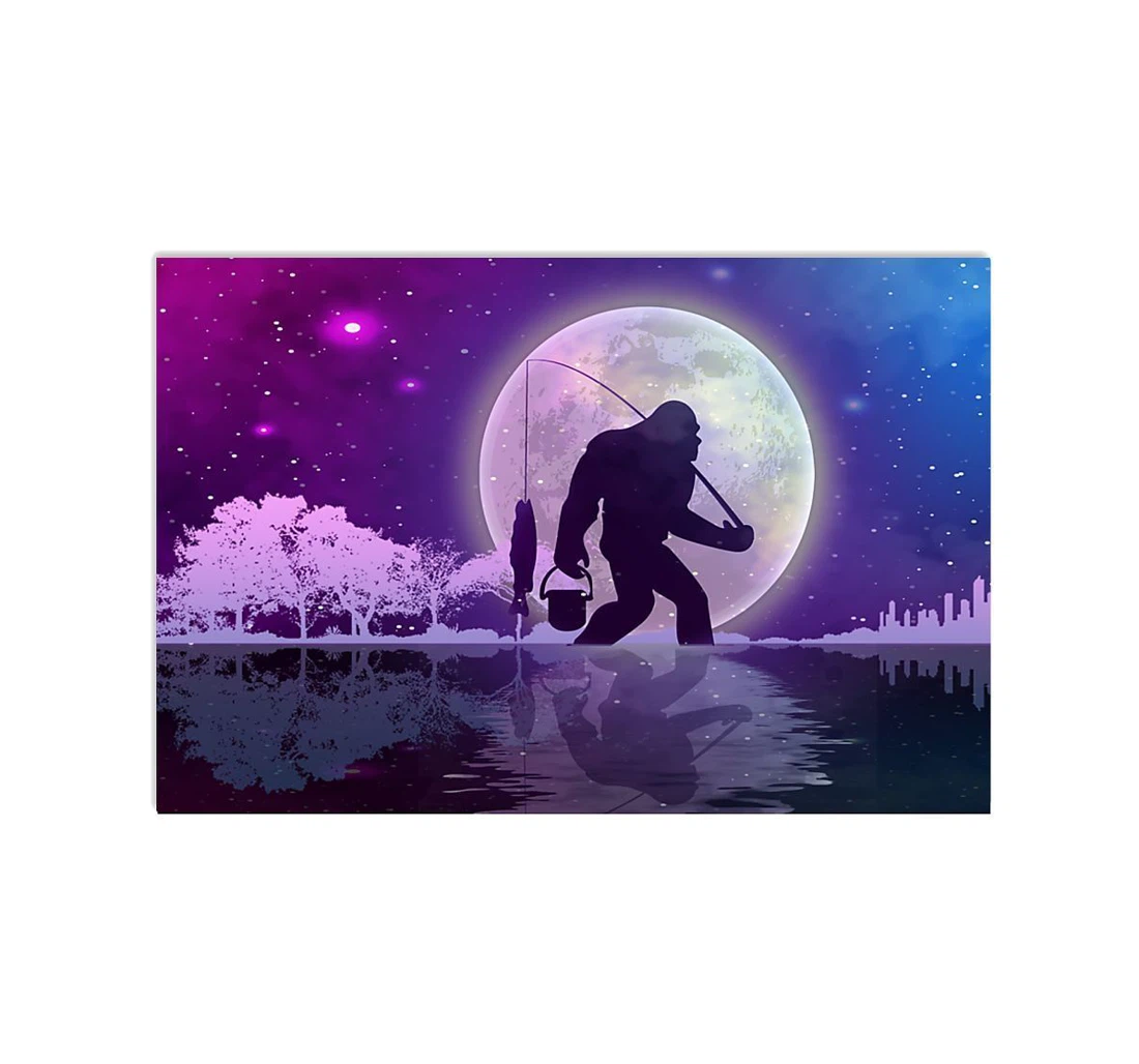 Poster, Canvas - Lovely Bigfoot Go Fishing Phone Case Birthday Print Framed Wall Art