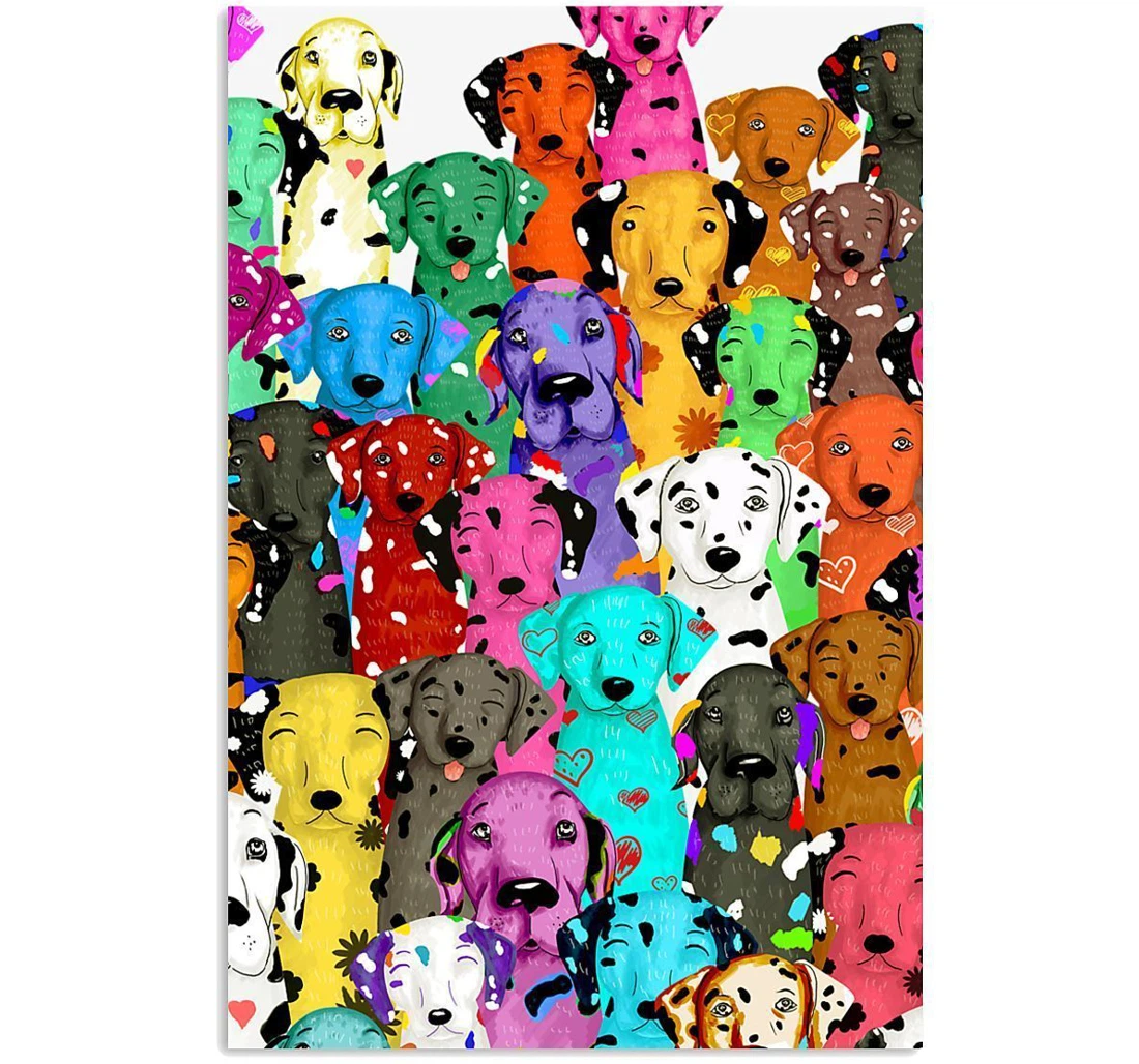 Poster, Canvas - Dalmatian Tree Valentine Funny Custom Design Gifts Dog Lovers Vertical Print Framed Wall Art