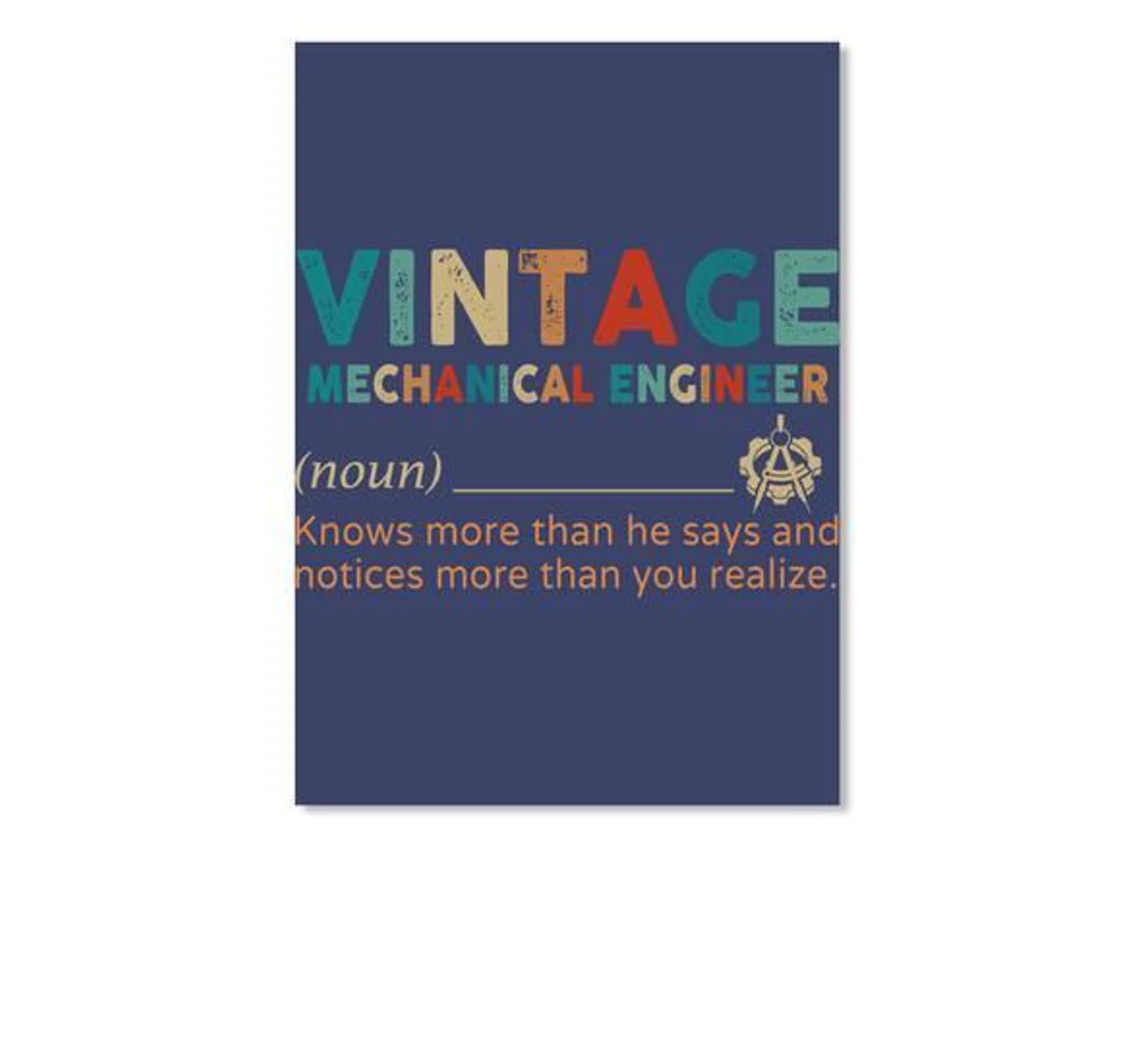 Poster, Canvas - Vintage Mechanical Engineer Birthday Custom Design Print Framed Wall Art