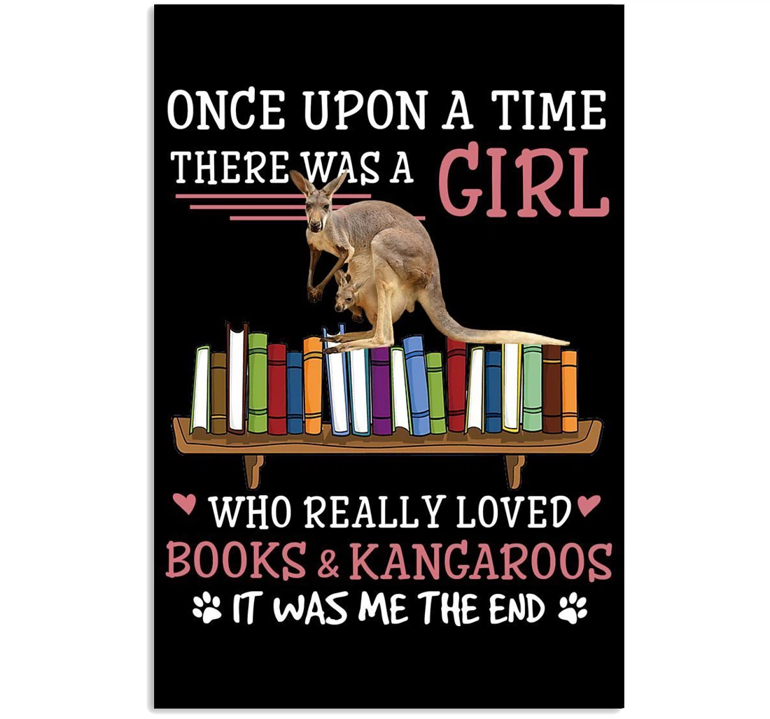 Poster, Canvas - There Was A Girl Who Really Loved Kangaroos And Books Trending Vertical Print Framed Wall Art