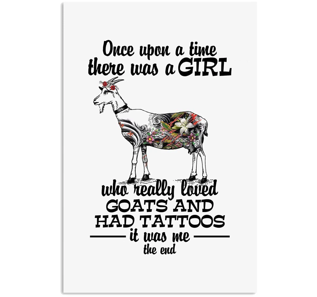 Poster, Canvas - A Girl Who Really Loved Goats And Had Tattoos Trending Vertical Print Framed Wall Art