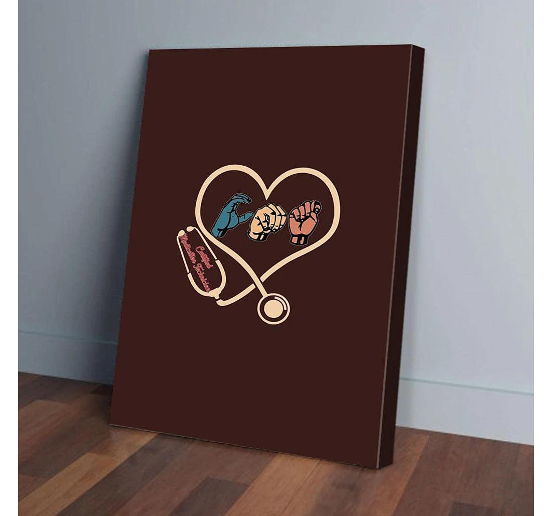Poster, Canvas - Certified Medication Technician Sign Language Gifts Print Framed Wall Art