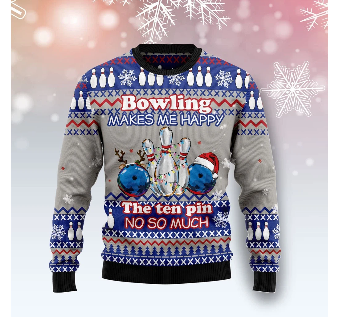Personalized Bowling Merry Christmas Ugly Christmas Sweater Pefect Gift - 3D Printed Pullover Hoodie