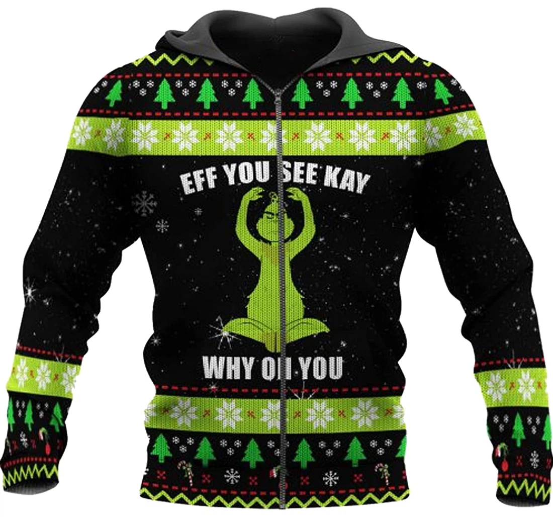 Personalized Funny Christmas Sweater Eff You See Kay Shirts Ugly Christmas Sweater Christmas Sweatshirtsanta Christmas Funny Sweater - 3D Printed Pullover Hoodie