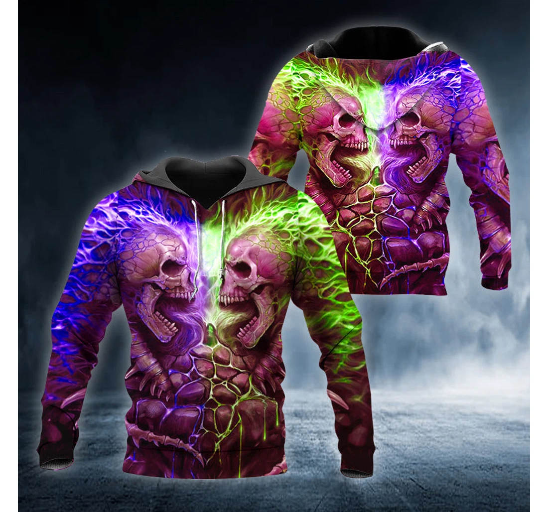 Personalized Violet Green War Skull - 3D Printed Pullover Hoodie