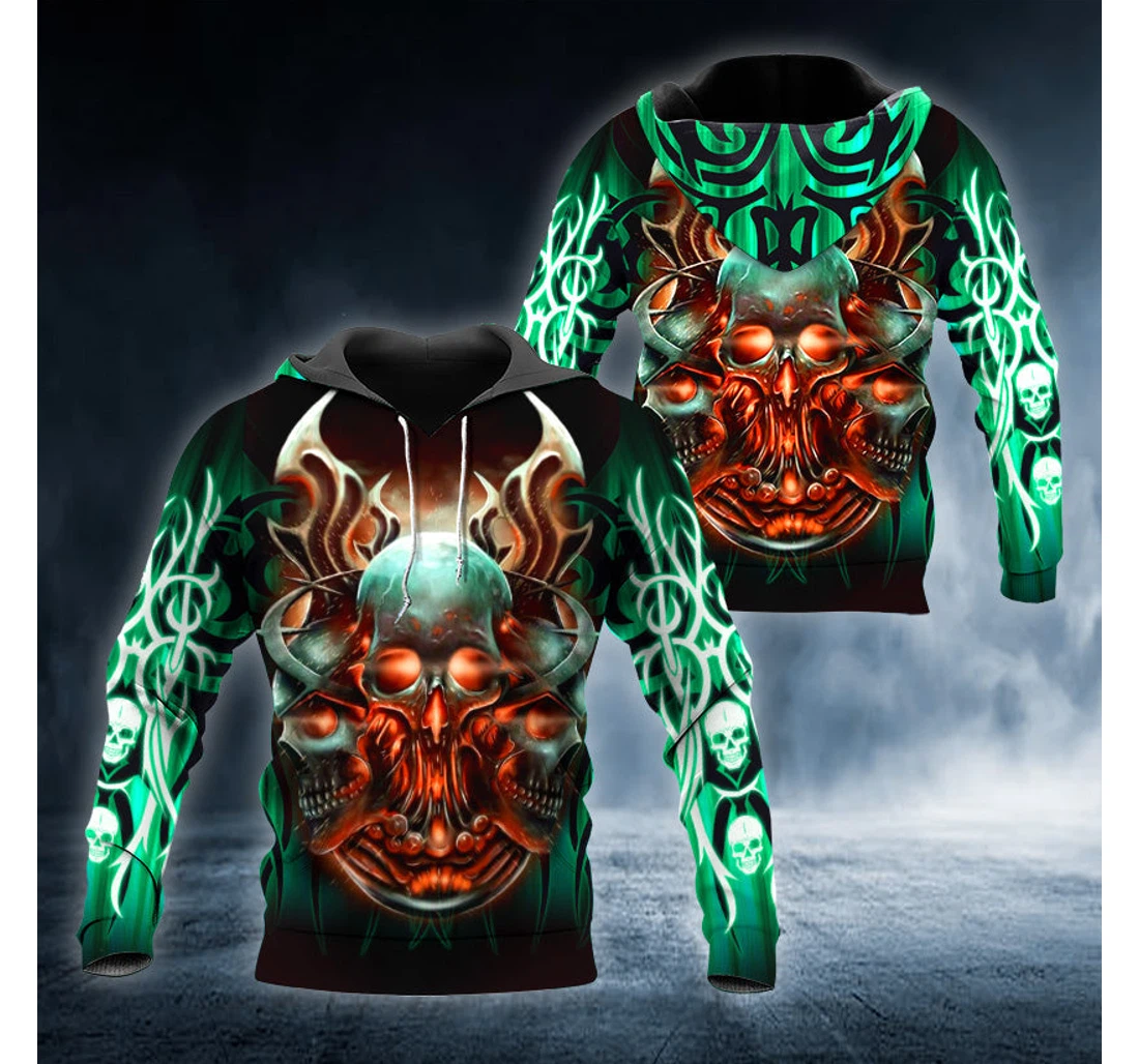 Personalized Knife N Green Skull - 3D Printed Pullover Hoodie