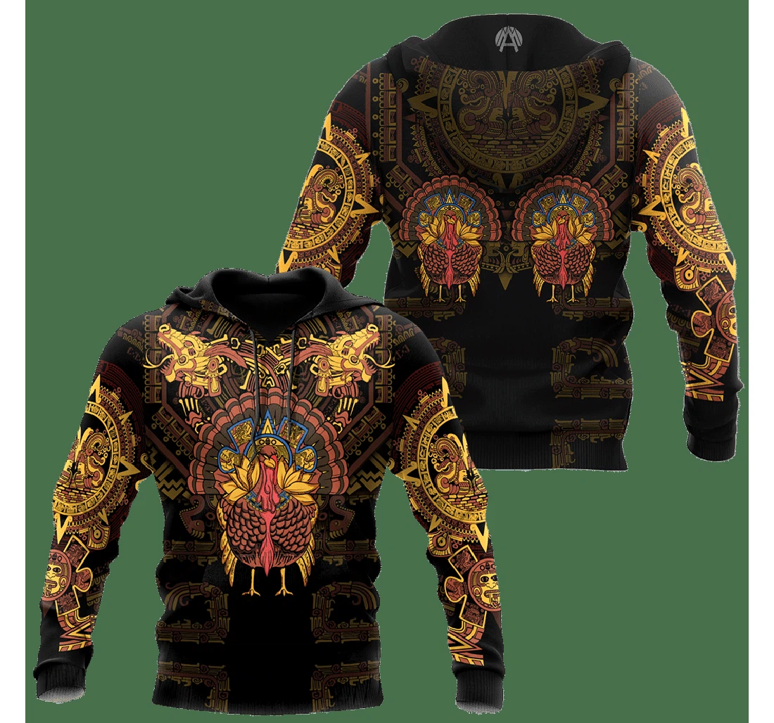 Personalized Aztec Mayan Aztec Turkey Thanksgiving - 3D Printed Pullover Hoodie