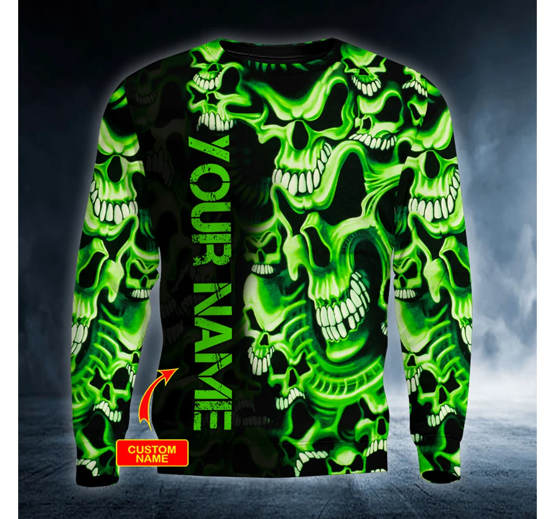 Green Skull Pile Personalized - 3D Printed Pullover Hoodie
