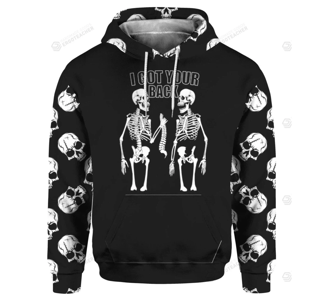 Personalized I Got Your Back Skull - 3D Printed Pullover Hoodie