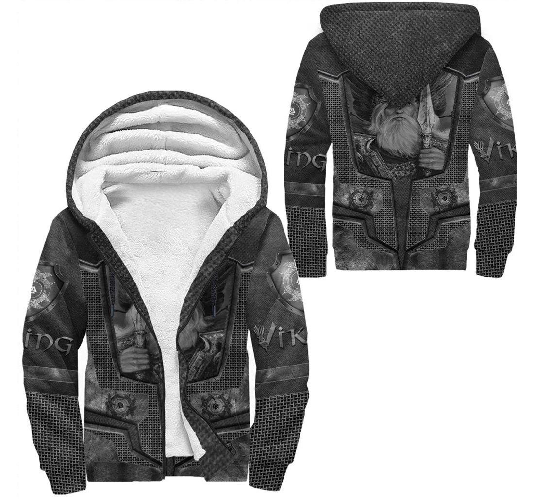 Personalized Themazicc Armor Style Viking Odin Tattoo Sherpa - 3D Printed Pullover Hoodie