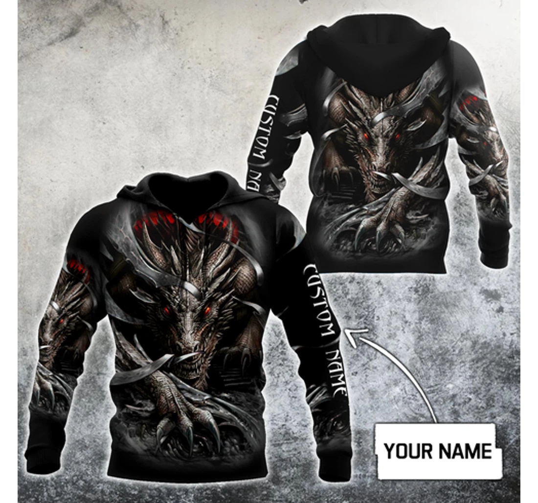 Personalized Themazicc Custom Name Dragon D Mh - 3D Printed Pullover Hoodie