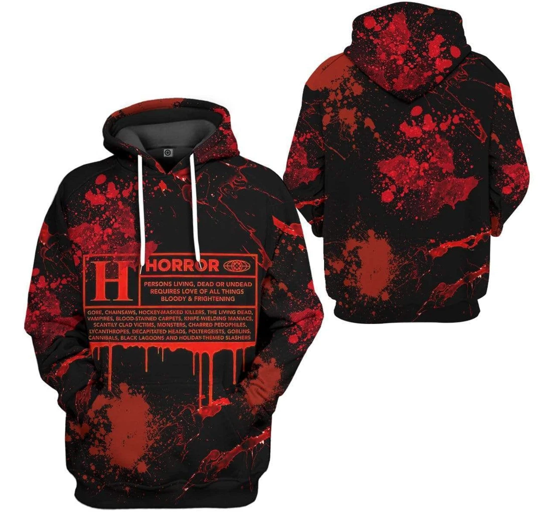 Personalized Halloween Horror Certification Bloody Red - 3D Printed Pullover Hoodie