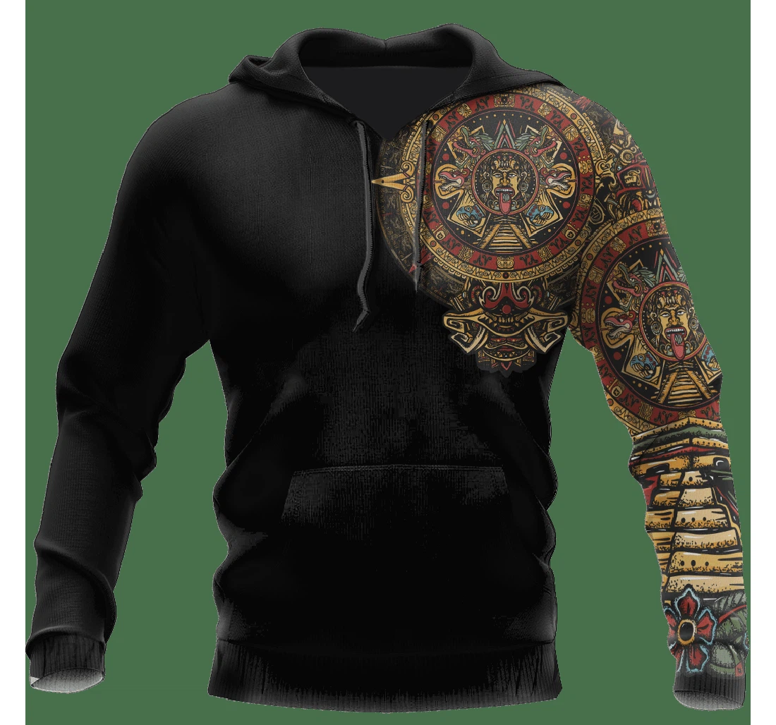 Personalized Aztec Sun Stone Tattoo Aztec All Over - 3D Printed Pullover Hoodie