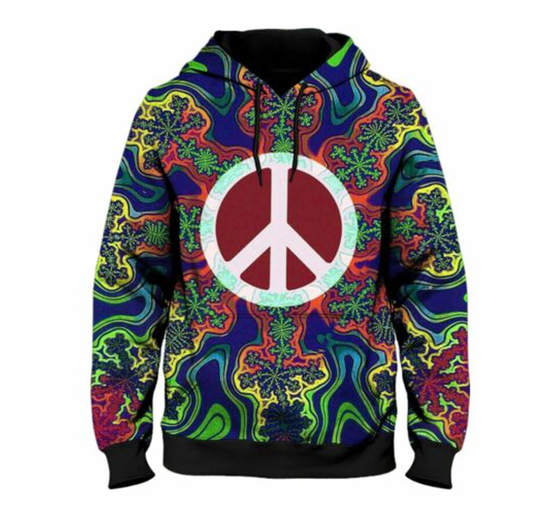 Personalized Hippie Pin On Peace - 3D Printed Pullover Hoodie