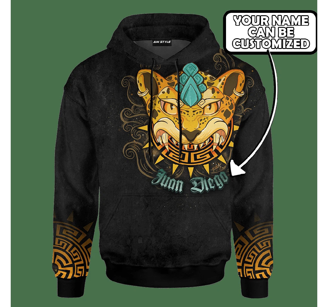 Personalized Aztec Mexico Jaguar Warrior Aztec Mexican Mural Art Customized - 3D Printed Pullover Hoodie