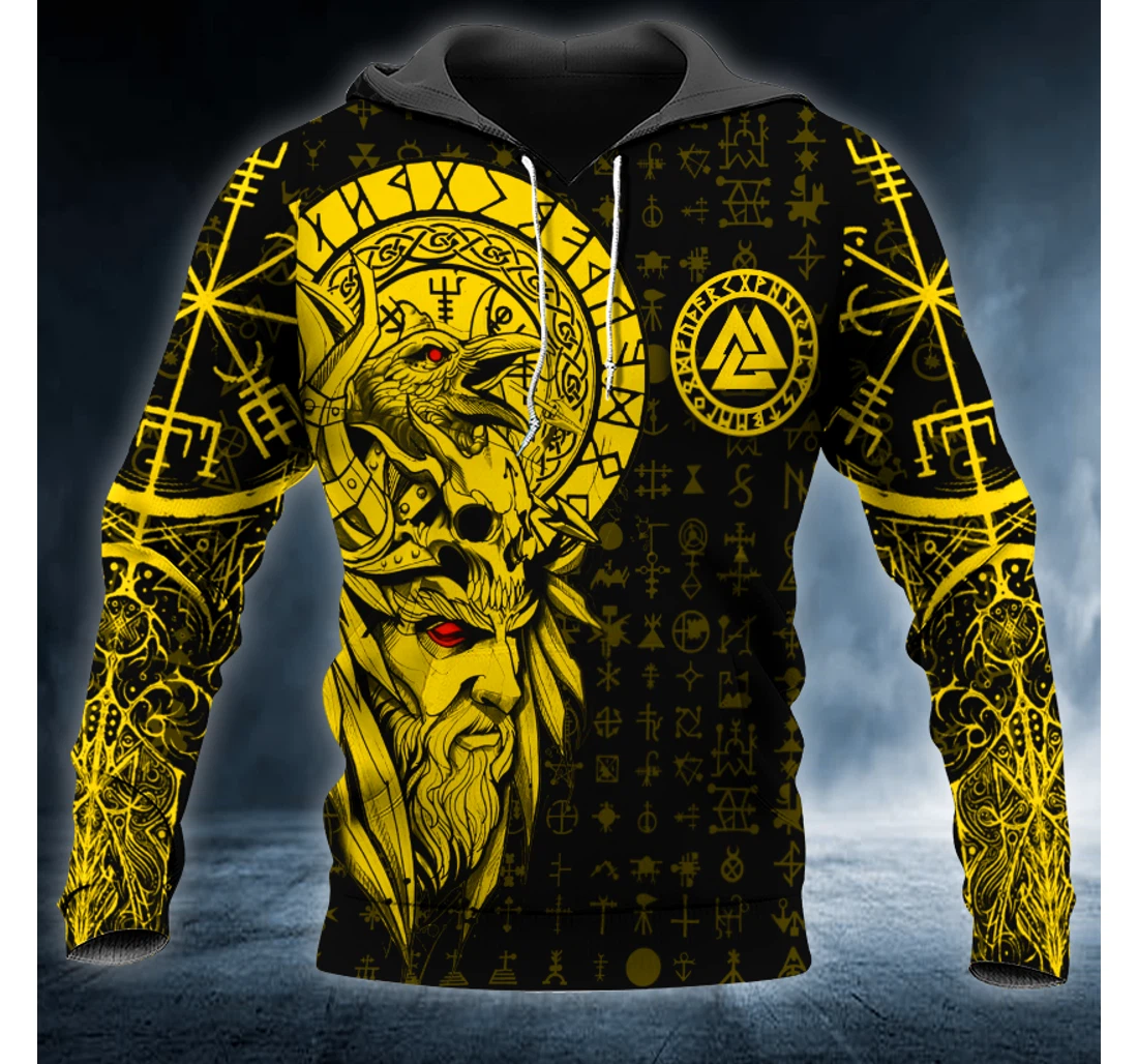 Personalized Eagle Odin King Viking Valknut Symbol Tattoo - 3D Printed Pullover Hoodie