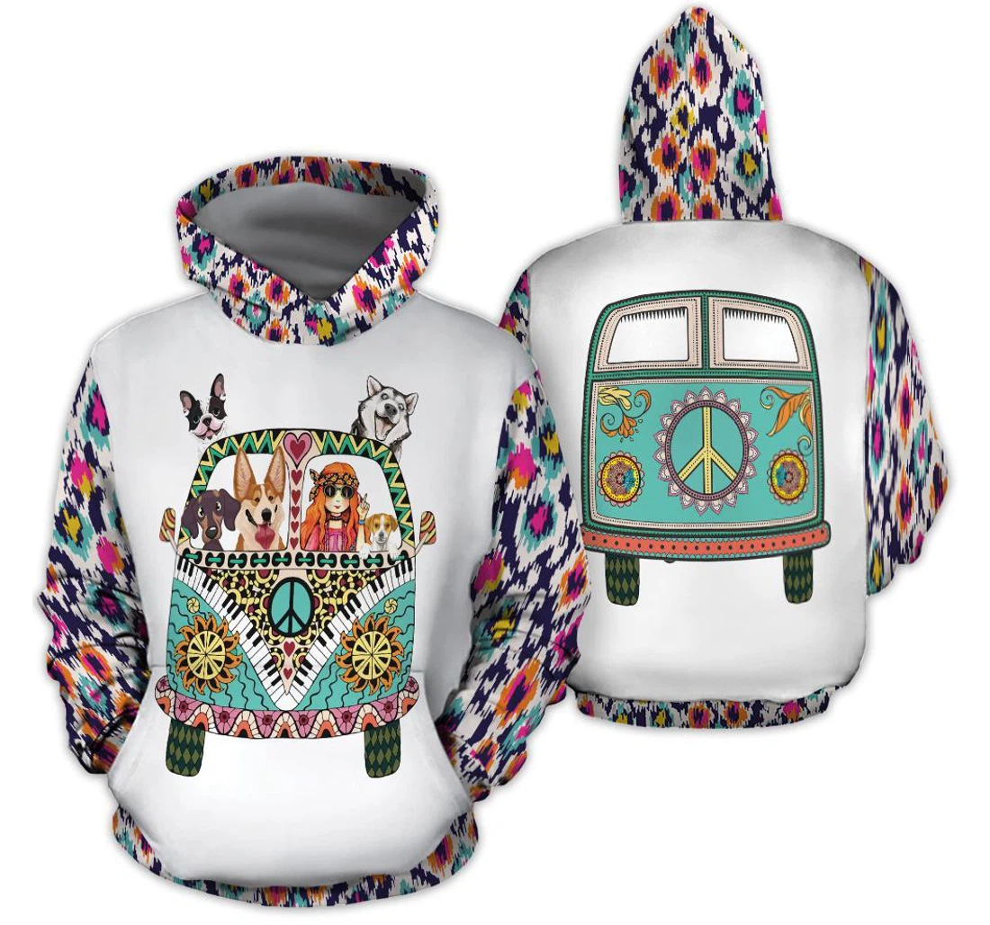 Personalized Hippie Peace Van Hippie Soul Gift Hippie Girl Hippie Lover - 3D Printed Pullover Hoodie