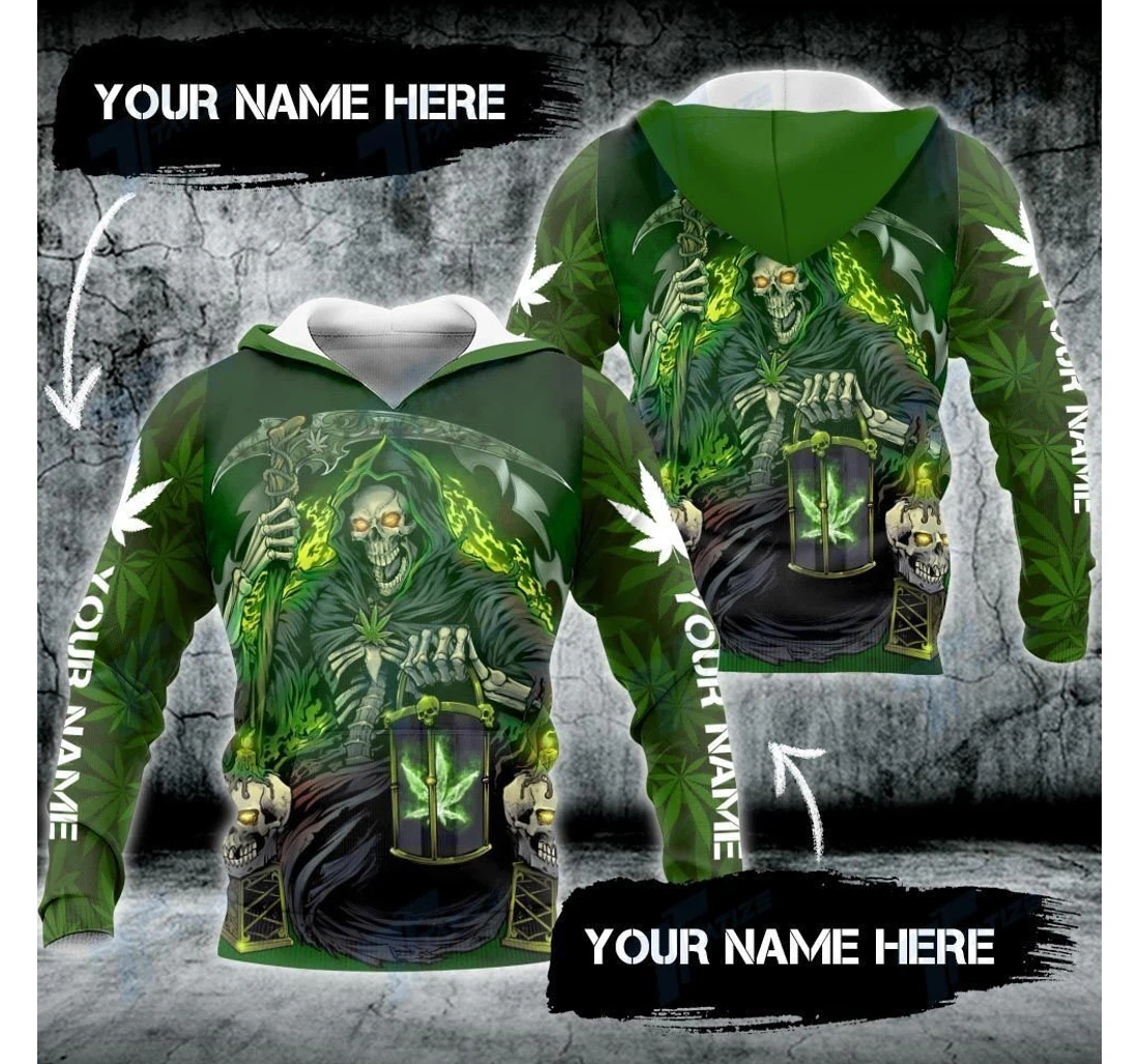 Personalized Weed Skull Death Custom All - 3D Printed Pullover Hoodie