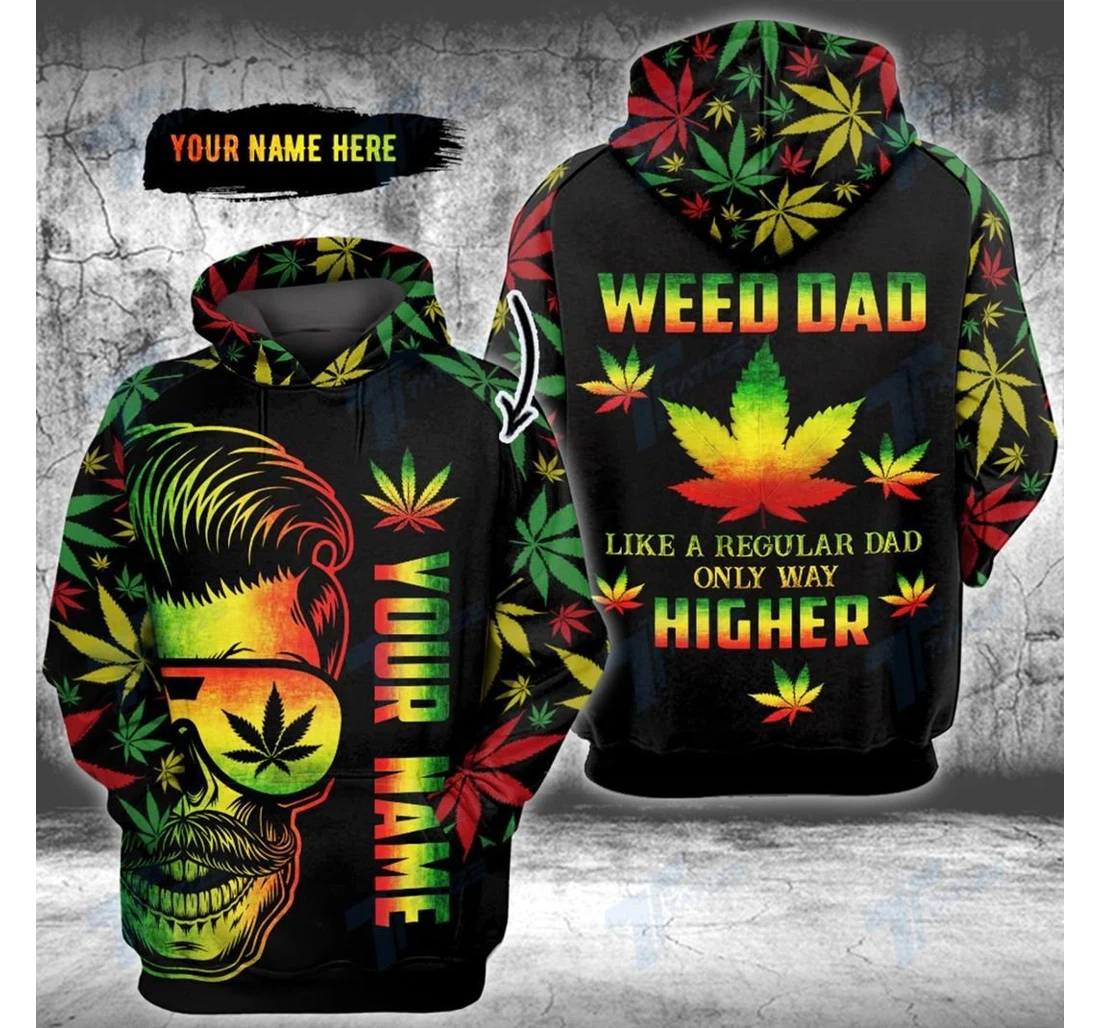 Personalized Weed Skull Dopest Dad Rasta All - 3D Printed Pullover Hoodie