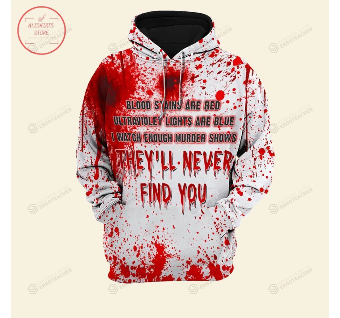 Personalized Halloween They’ll Never Find You Blood - 3D Printed Pullover Hoodie