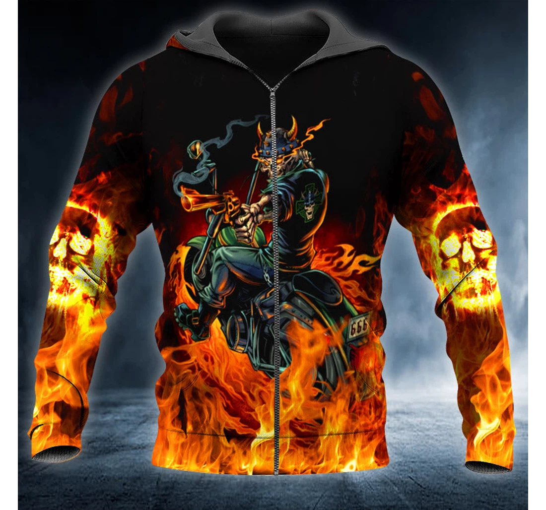 Personalized Skeleton Warrior Biker Skull - 3D Printed Pullover Hoodie