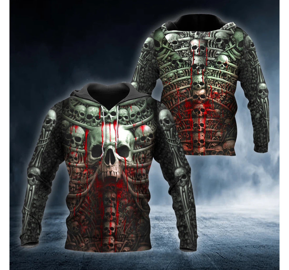 Personalized Gothic Death Ribs Skull - 3D Printed Pullover Hoodie