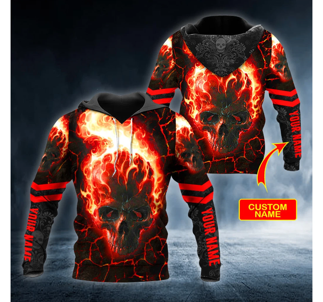 Fire Ghost Rider Skull Personalized - 3D Printed Pullover Hoodie