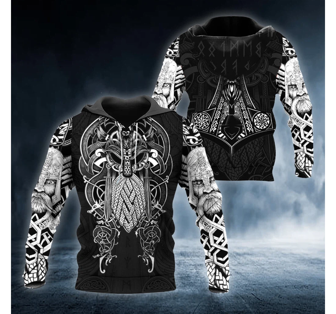 Personalized Odin Norse King Viking Tattoo - 3D Printed Pullover Hoodie