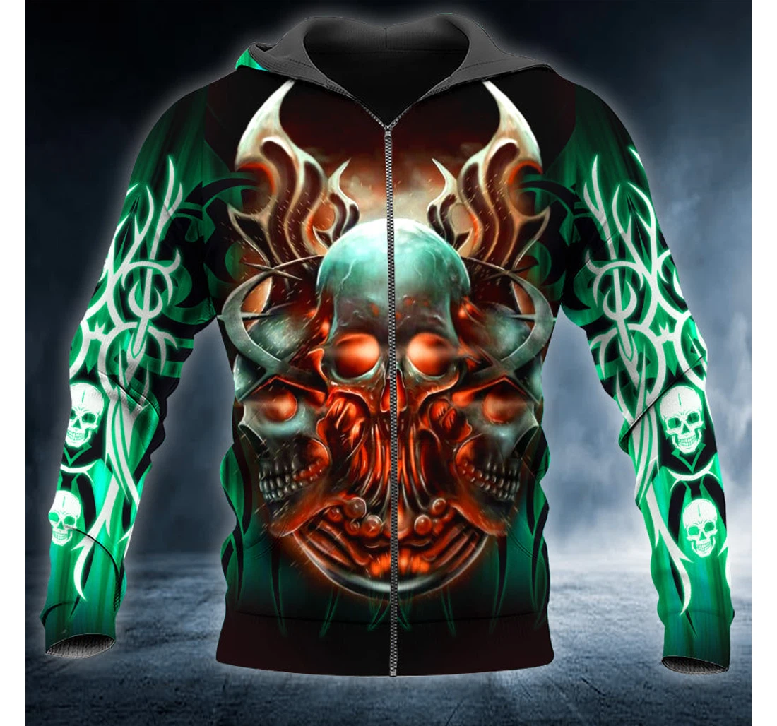 Personalized Knife N Green Skull - 3D Printed Pullover Hoodie