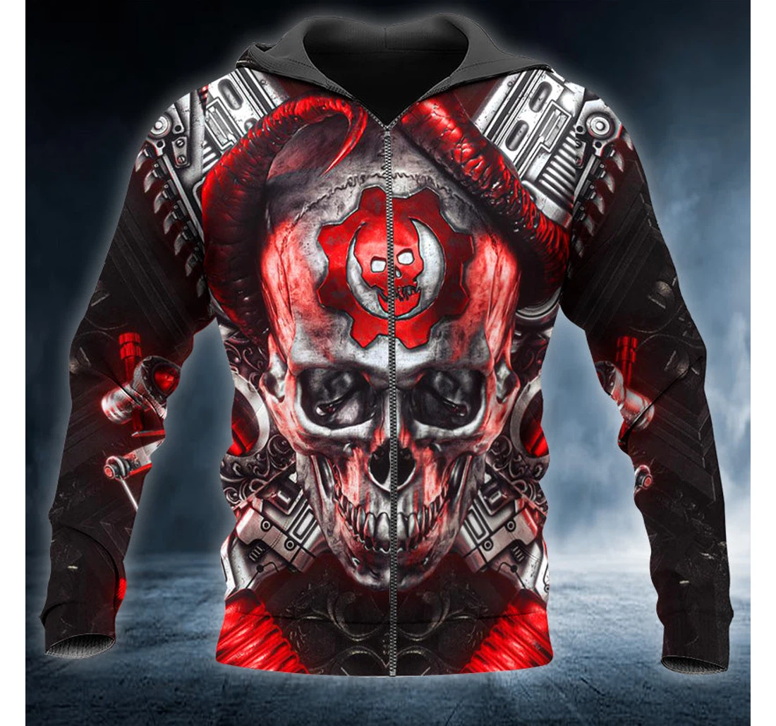 Personalized Just Funky Gear Of War Skull - 3D Printed Pullover Hoodie