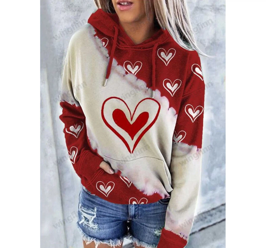 Personalized Valentine's Day Peach Heart Hd - 3D Printed Pullover Hoodie
