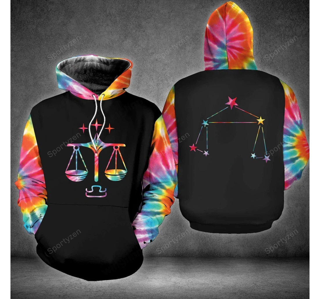 Personalized Libra Hippie Tie-dye Birthday L - 3D Printed Pullover Hoodie