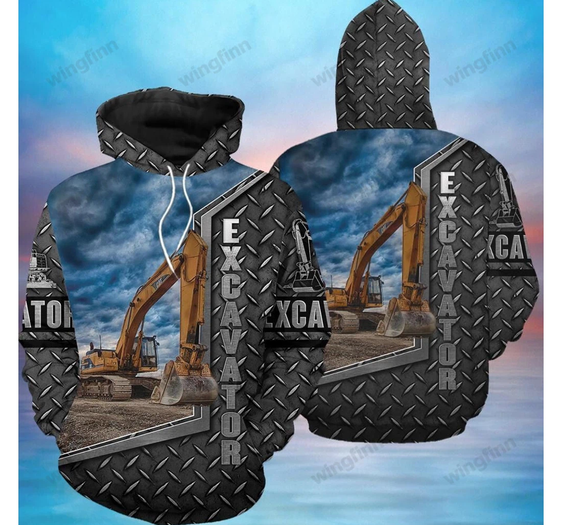 Personalized Cool Excavator Heavy Equipment V - 3D Printed Pullover Hoodie