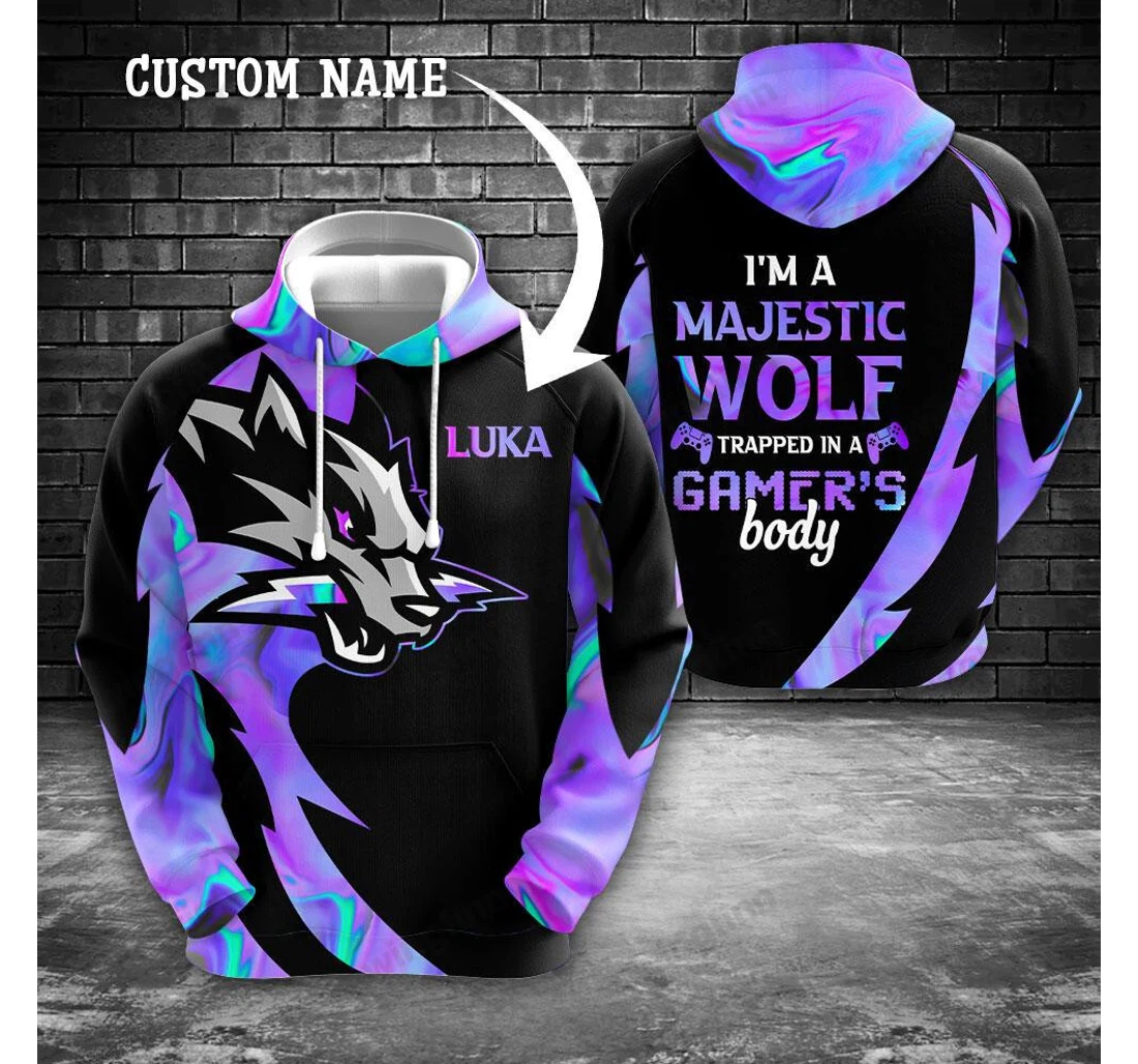Personalized Wolf Gaming I’m A Majestic Wolf Custom Name - 3D Printed Pullover Hoodie
