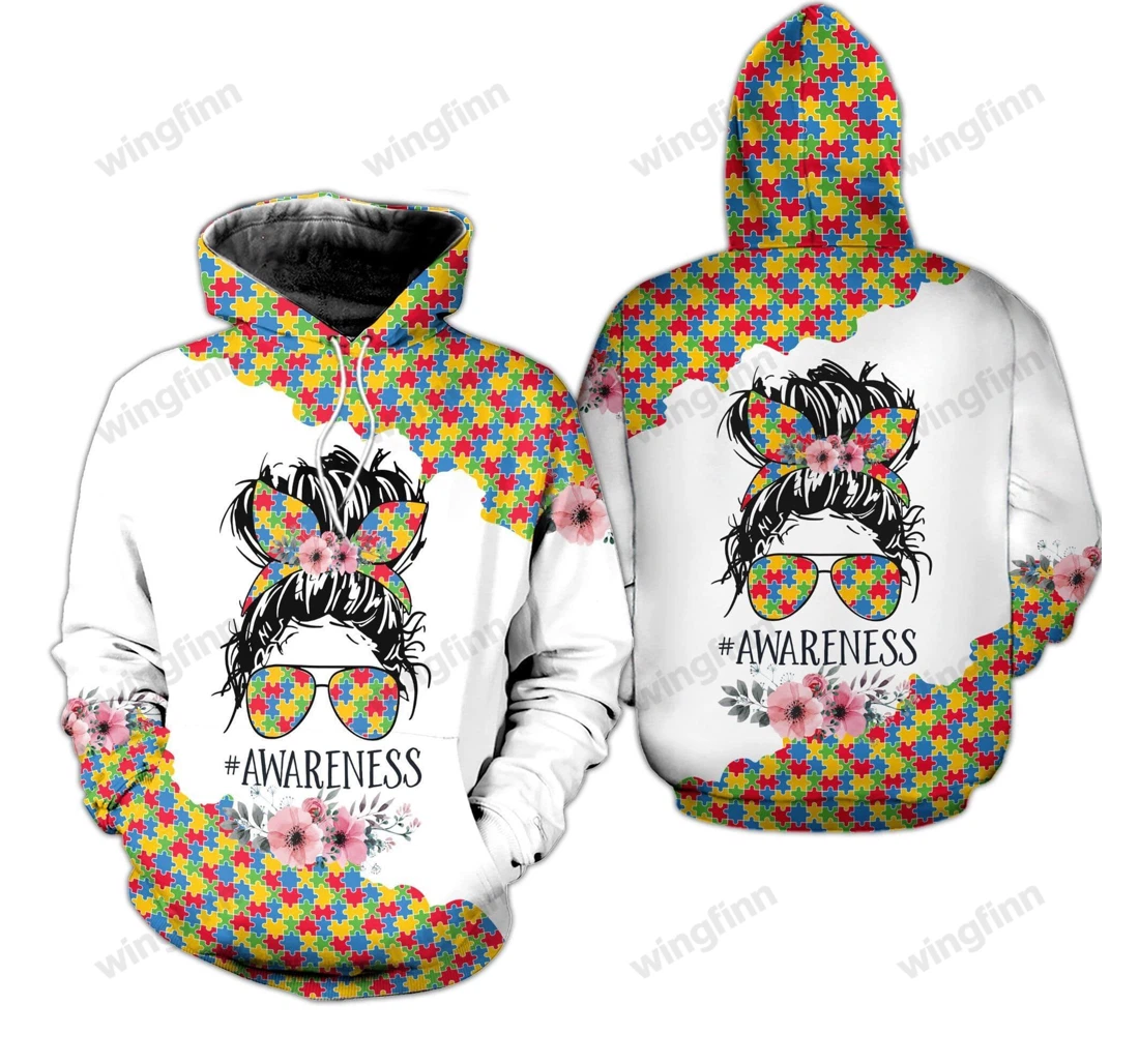 Personalized Gift Mother Mother Day Gift Autism Mom Messy Bun Kv - 3D Printed Pullover Hoodie