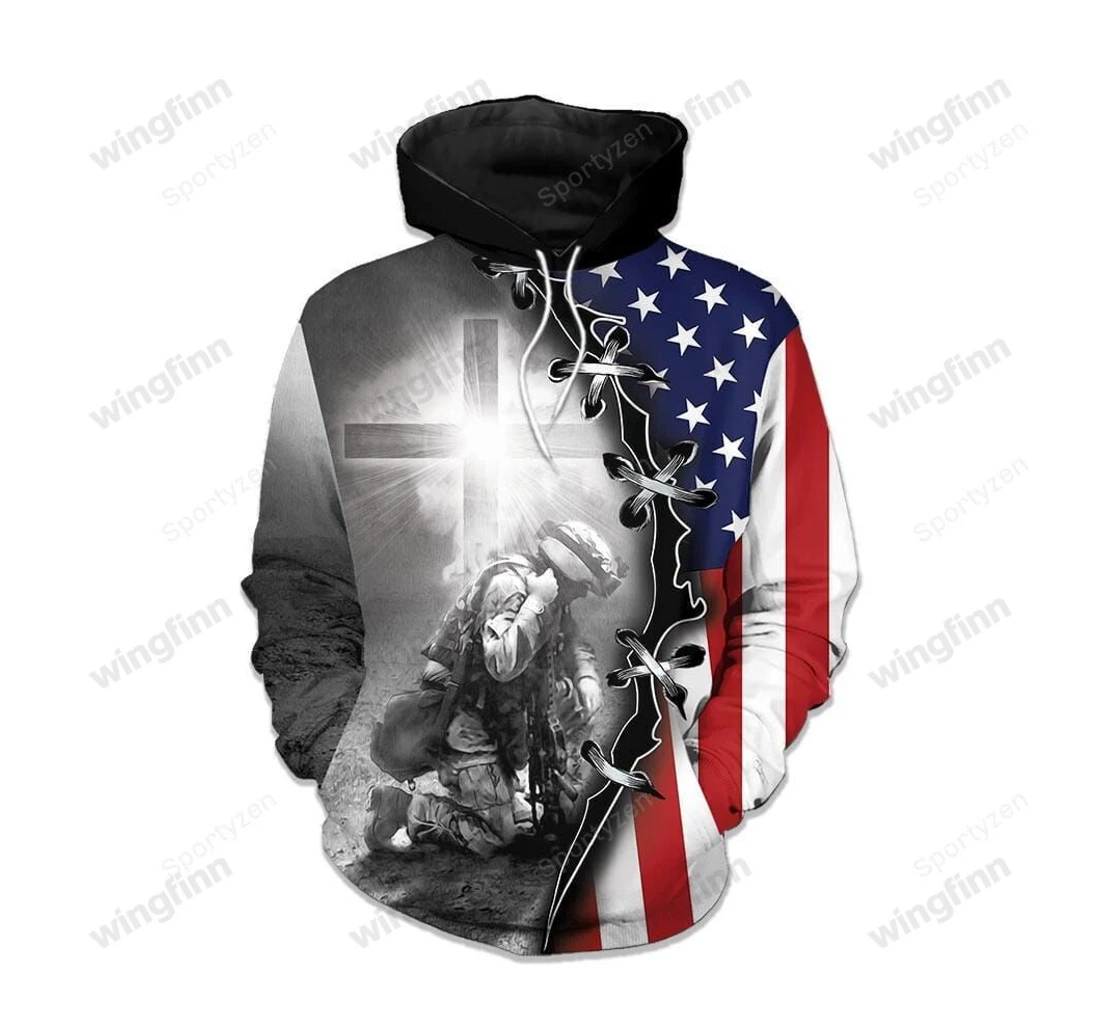 Personalized Us Veteran Love Of Christ Aop Army Soldier Veteran V - 3D Printed Pullover Hoodie