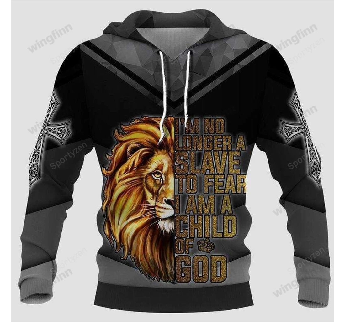 Personalized I'm No Longer A Slave To Fear I'm A Child Of God Lion V - 3D Printed Pullover Hoodie