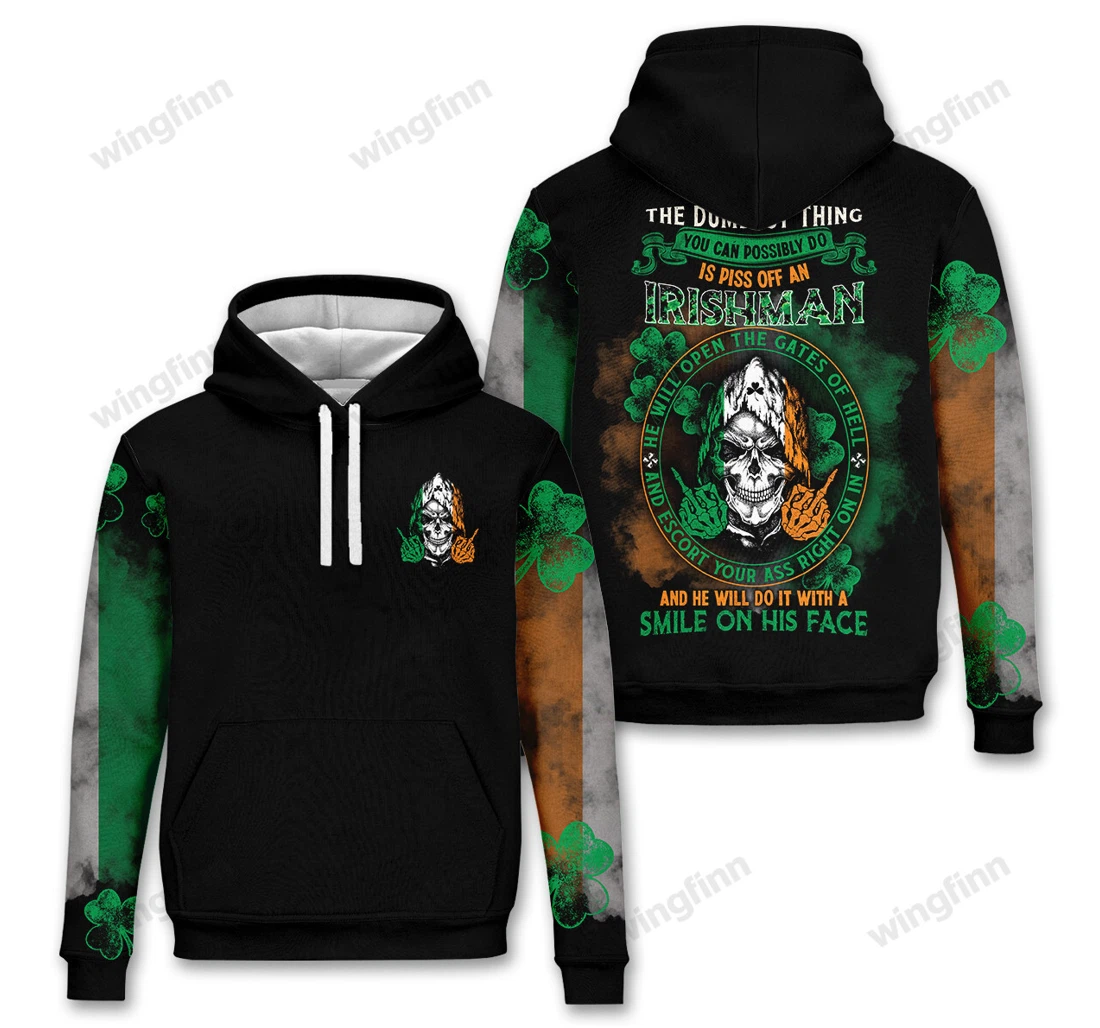 Personalized St Patricks Day Skull Is Piss Off An Irishman Hd - 3D Printed Pullover Hoodie