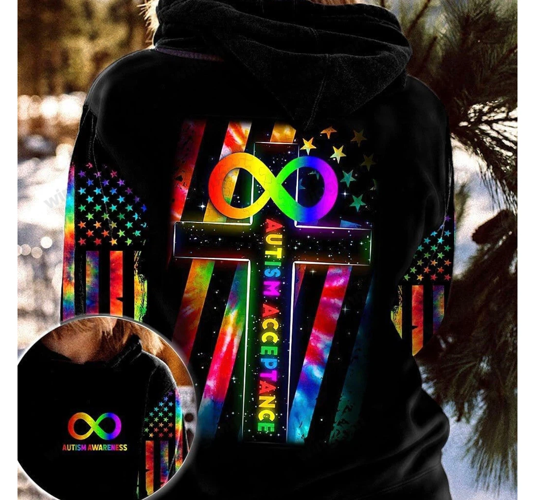 Personalized Autism Acceptance Tye Dye Kv - 3D Printed Pullover Hoodie
