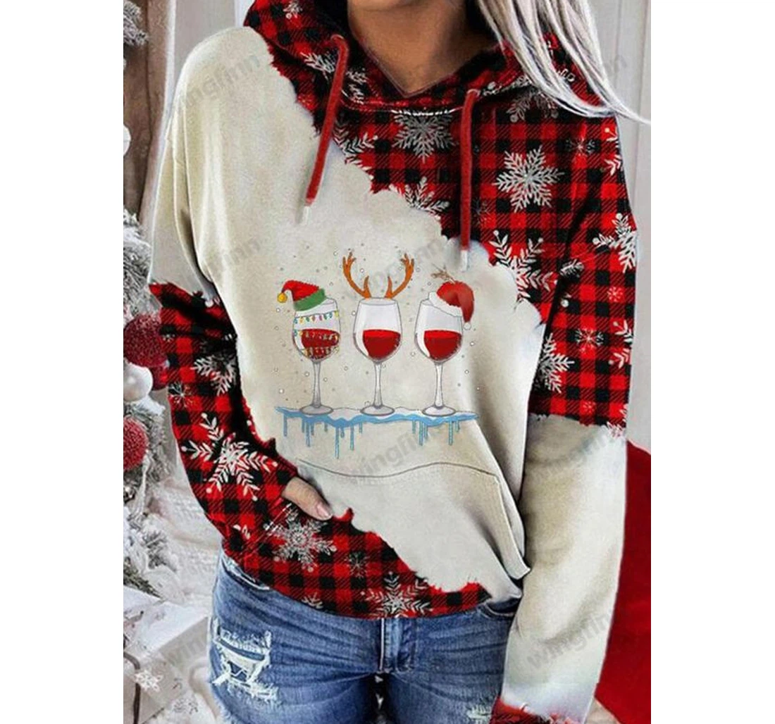 Personalized Wine Christmas Caro Hd - 3D Printed Pullover Hoodie