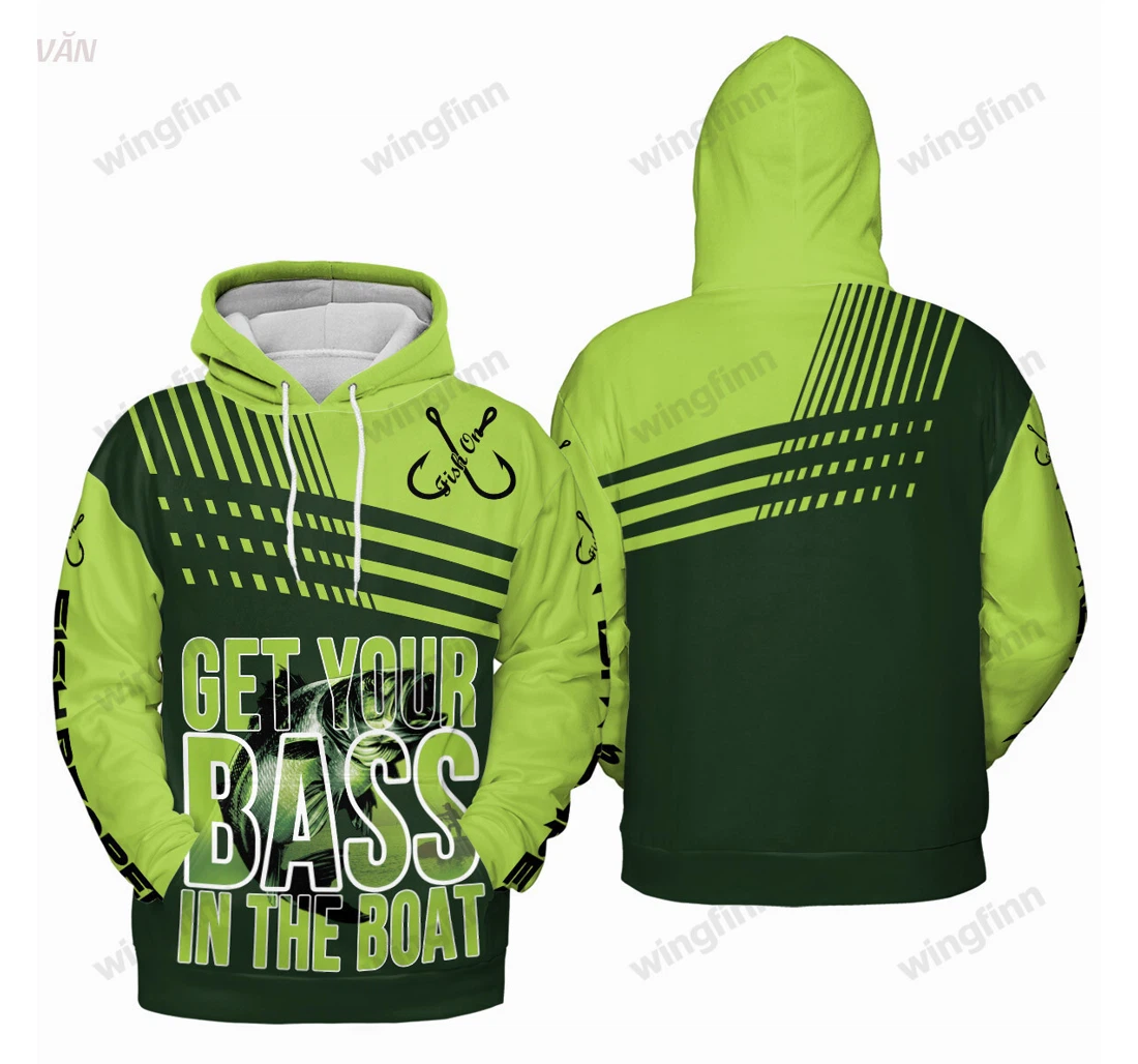 Personalized Get Your Bass On Boat Green Fishing V - 3D Printed Pullover Hoodie