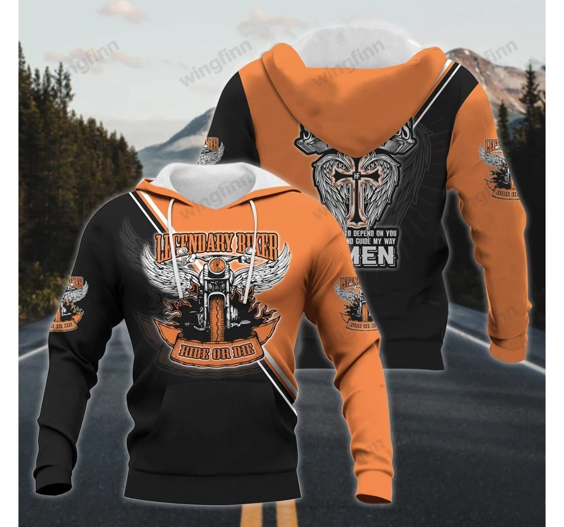 Personalized Legendary Biker Jesus Amen Va - 3D Printed Pullover Hoodie